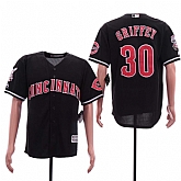 Reds 30 Ken Griffey Jr Black Cool Base Jersey Sguo,baseball caps,new era cap wholesale,wholesale hats